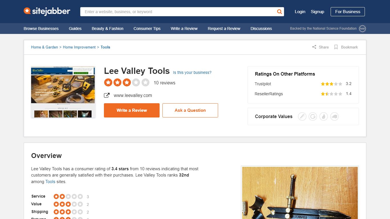 Lee Valley Tools Reviews - 10 Reviews of Leevalley.com | Sitejabber