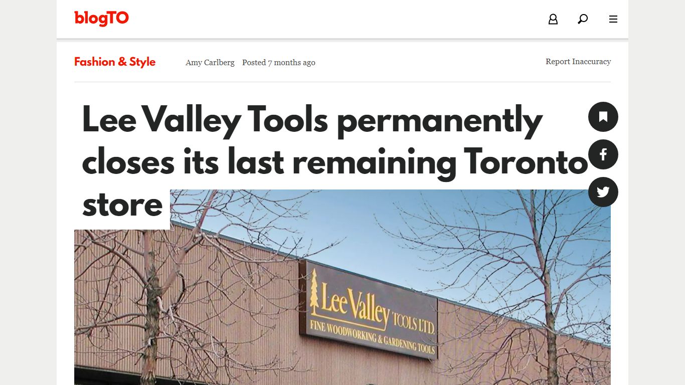 Lee Valley Tools permanently closes its last remaining Toronto store