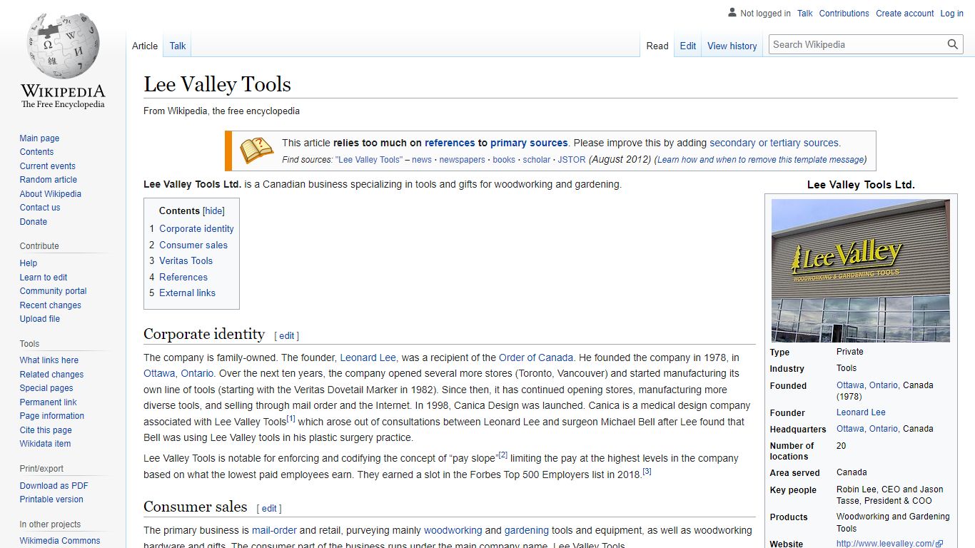 Lee Valley Tools - Wikipedia